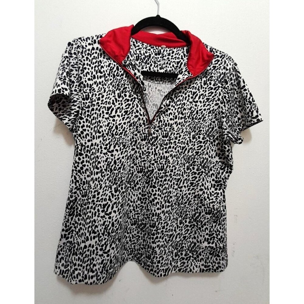 Tail Mob Wife Bratz Leopard Print Short Sleeve Tennis Polo Size M